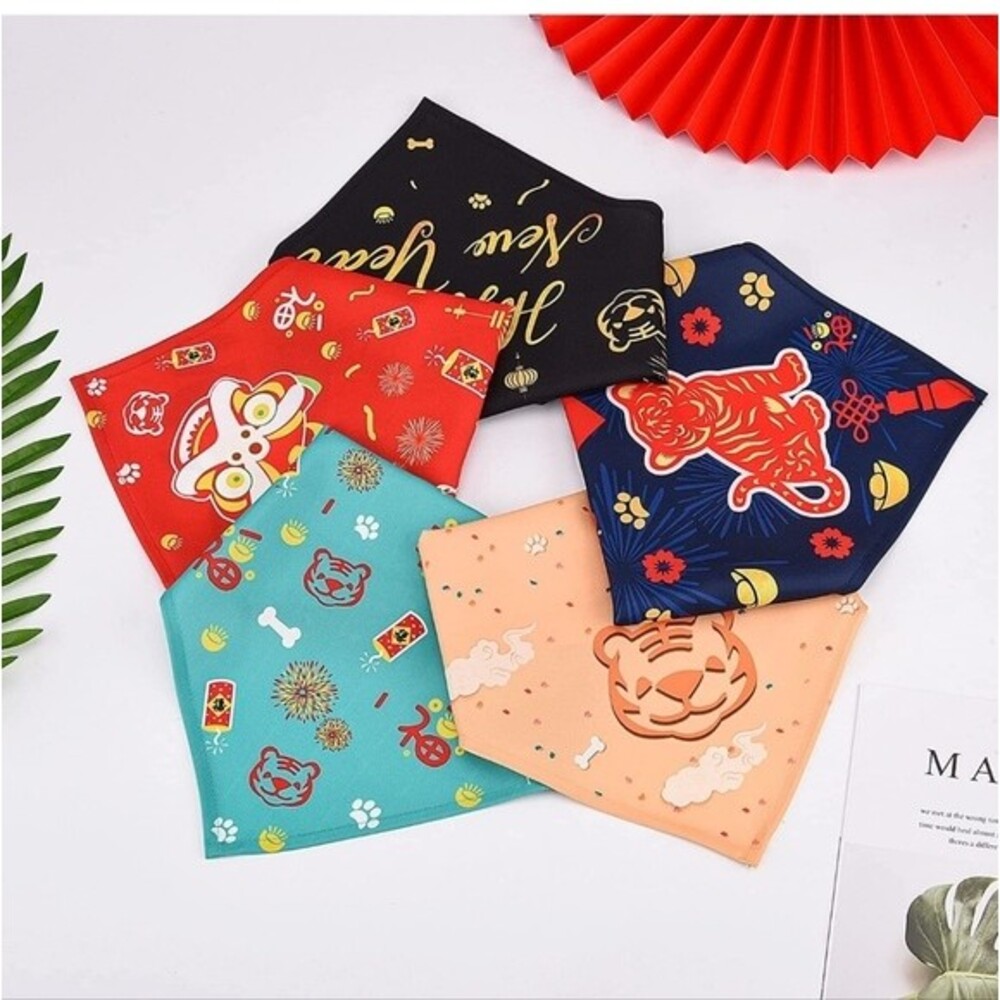 NEW Dog Bandana Chinese New Year Themed Set of 12 Bandanas Scarfs Puppy